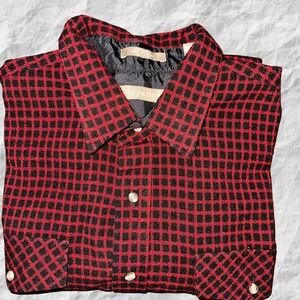 Claybrooke Mens Button Up Long Sleeve Flannel‎ Shirt Red Black Plaid Large 2XL